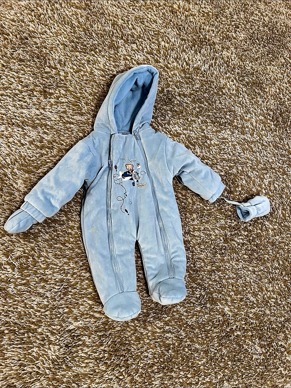 Make Me Home Footed Hooded Sleeper Baby 0/3M Blue